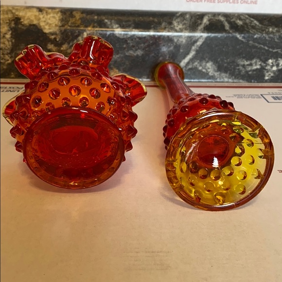 Amberina Glass PAIRD VASES!! - Picture 5 of 8